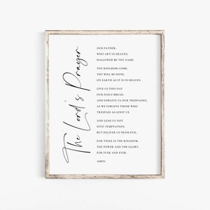 The Lords Prayer Print, Our Father Prayer Printable, Christian Home Scripture Sign, Scripture Wall Art, Farmhouse Decor, Bible Verse Sign