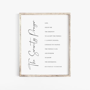 The Serenity Prayer Print, Christian Home Scripture Wall Art, Farmhouse Decor, Prayer Wall Art Print, AA Gift, Digital Download