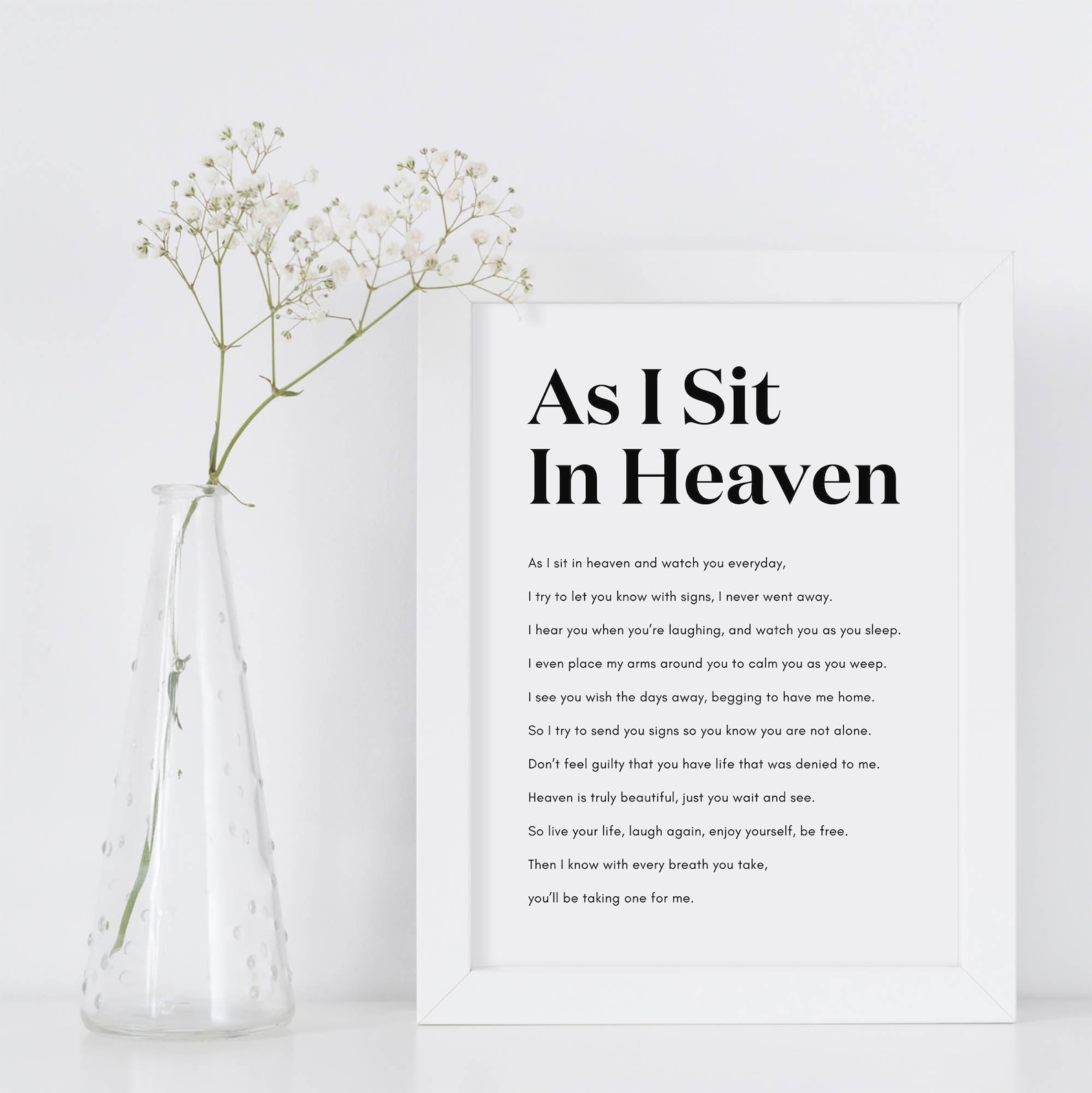 As I Sit in Heaven, Christian Poem Wall Art, in Loving Memory Wall Art ...