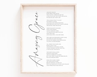 Grace Hymn Lyrics Print, Christian Wall Art (Digital Download)