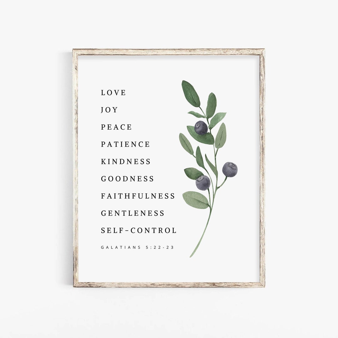 Fruit of the Spirit Galatians 5 22 Scripture Wall Art Print, Botanical ...