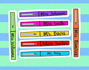Personalized Teacher Pen Sticker|Water Bottle Sticker|Teacher Sticker|Gift for Teacher|Back to School|Teacher Appreciation|Flair Pen Sticker