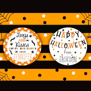 Set of 12 Halloween Stickers, "Bugs and Kisses",Halloween Tags, Goody Bag Tags, Favor Bag Labels, Personalized Stickers,Favor Stickers