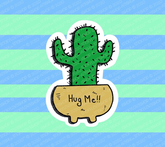 Cactus, Hug Me, Sticker, Cactus Stickers, Plant Stickers, Spiky Cactus  Sticker, Laptop Decals, Waterbottle Stickers, Cute Decals CS0083 - Etsy