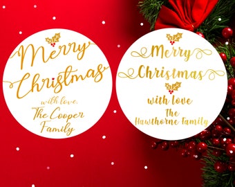 12 Set Christmas Stickers, Merry Christmas,Personalized Christmas Stickers,Christmas labels,Personalized Gift Labels,Holiday gift ideas,Gold