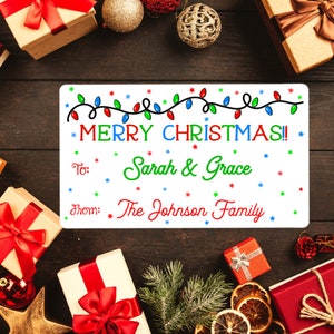 14 Merry Christmas Labels,Gifts Labels,Gift Stickers,Personalized Gift Tag,Christmas Lights,Christmas Stickers,Holiday Stickers,Custom Decal