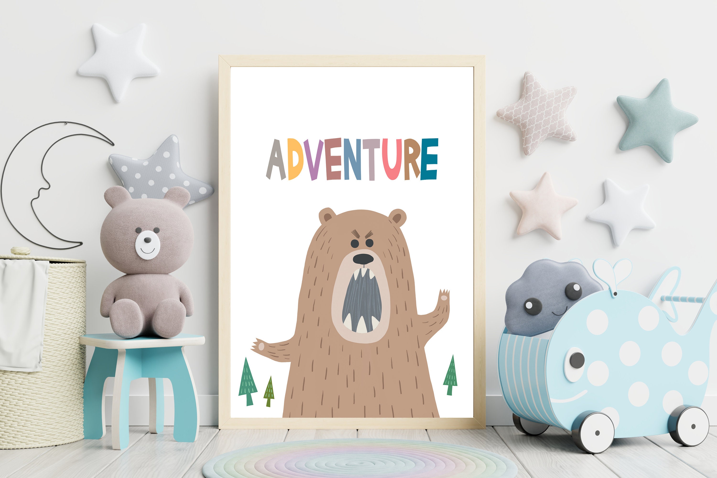 Printable Bear Wall Art Adventure Nursery Wall Art Kids Etsy UK