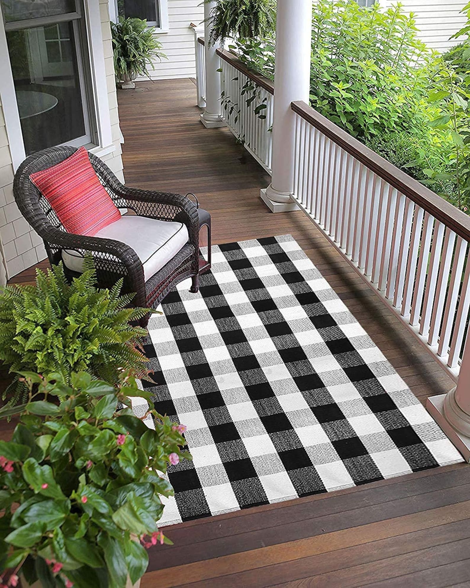 Buffalo Plaid Rug Black and White Check Door Mat Outdoor Etsy