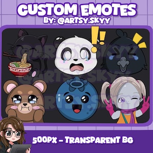 Benutzerdefinierte Twitch Emotes | Discord Emotes | Twitch Emoji für Streamer | YouTube | Benutzerdefinierte Zeichen | Anime | Kawaii | Tiere | Chibi