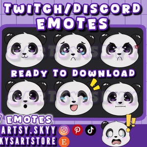 Emotes de Twitch de Kawaii Panda / Emotes de Discord / Emojis de Twitch para streamers / YouTube / Listos para descargar