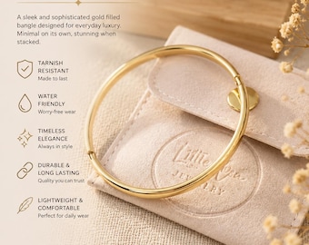 Classic Gold Filled Hinged Bangle Bracelet