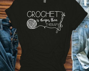 Crocheting T Shirt, Crochet Lover Shirt, Crochet/Yarn Therapy, Gift For Crochet Lover, Crafting T-Shirt, Crafter Mom Shirt, Yarn love