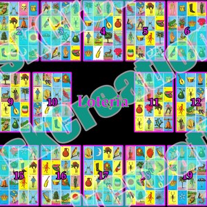 Loteria Game Custom - 20 Full Cards on Page "Digital Download"