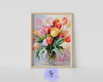 Tulip Printable Art | Bouquet Printable Poster | Tulip Flower Art | Tulip Wall Art | Digital Spring Flower Poster | Tulip Print | 015