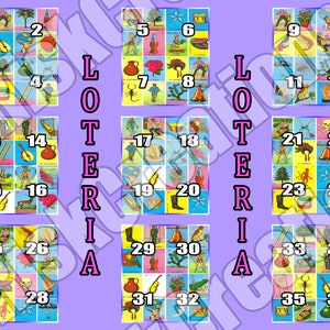 Loteria Game Custom - 4 Way Card Split "Digital Download"