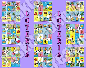 Loteria juego personalizado - 4 Way Card Split "Digital Download"