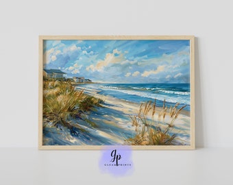 Vintage Coastal Seaside Painting | Beach House Wall Art Decor | Beach Ocean | Beach Ocean Wall Art | Ocean Print | Beach Art Print | 066