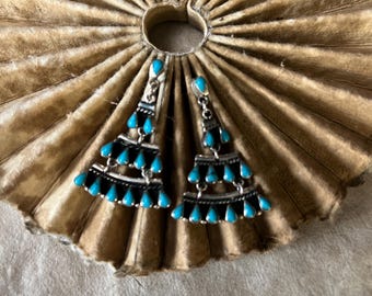 Handmade Vintage Turquoise and Silver Earrings