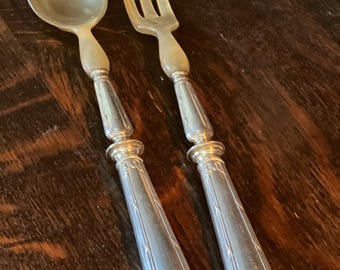 French Salad Servers with Silver Plated Handles