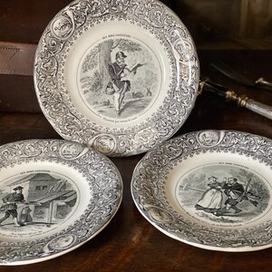 French Antique Porcelain Talking Plates