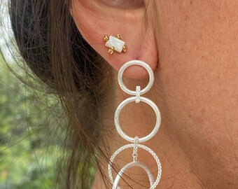 Rameau Earrings: White Topaz Sterling Silver or Gold Vermeil