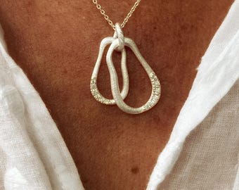 Vermeil Rameau Torsion Necklace: White Topaz & Green Sapphire