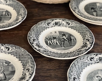 French Antique Porcelain Talking Plates