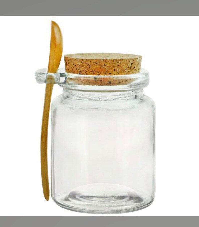 Corked Glass Jar w/ spoon Etsy