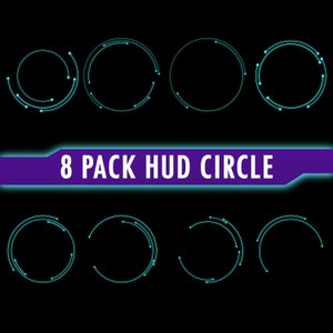 8er Pack Infographic HUD Circle Display Digital Tech Interface Elemente. PNG Datei Digital Download