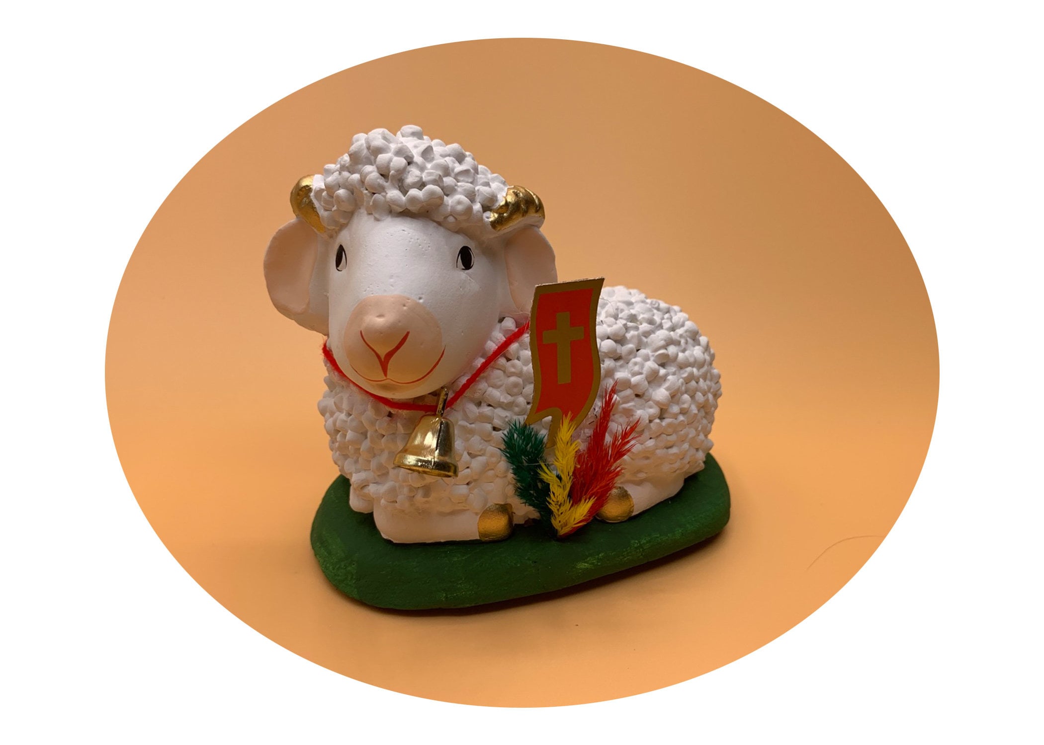 EASTER LAMB Figurine Decor With Flag and Colorful Polish Palm Etsy UK