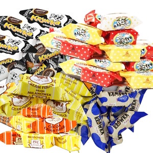 POLAND POLSKA POLISH fudge candy mix 2 lb. Mix polskich krowek : Milanowek, Wedel, Wawel, Mieszko. Fudge candy mix from Poland.