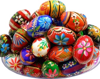 POLAND POLSKA PISANKI wooden easter eggs pysanky pisanki wielkanocne 14 pieces ( 14sztuk).