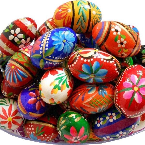 POLAND POLSKA PISANKI wooden easter eggs pysanky pisanki wielkanocne 14 pieces ( 14sztuk).