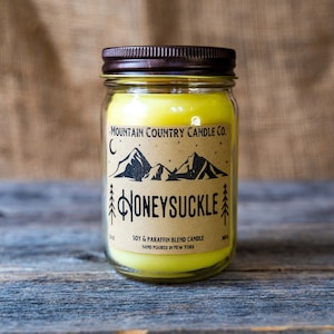 Honeysuckle Scented Candle - 12 oz. Jar, Hand Poured | Floral
