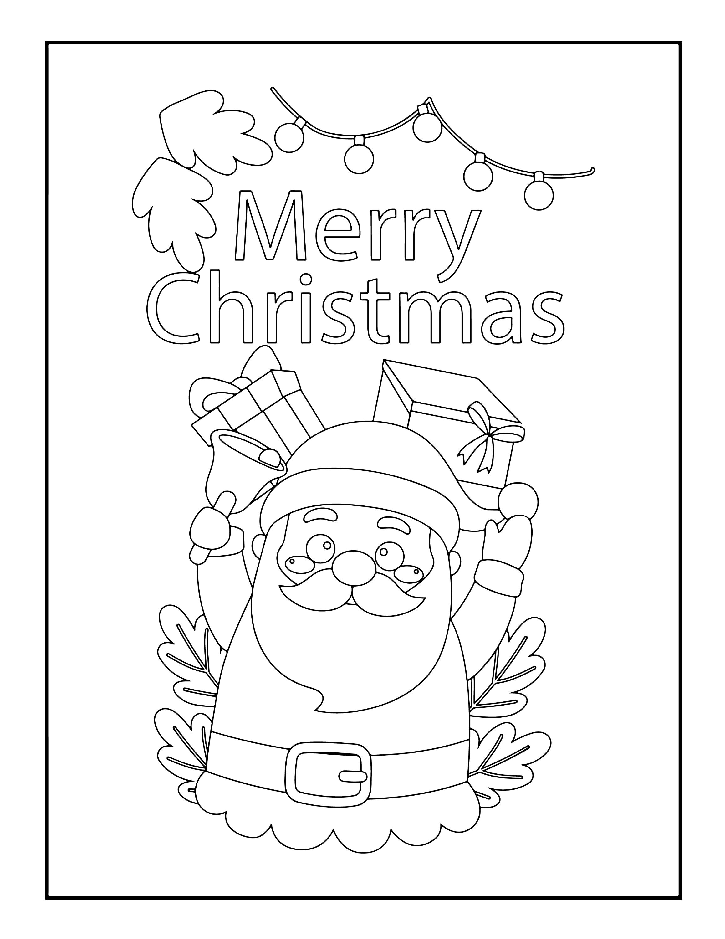 22 Cute Christmas Coloring Sheet Pages Book, PDF Instant Printable