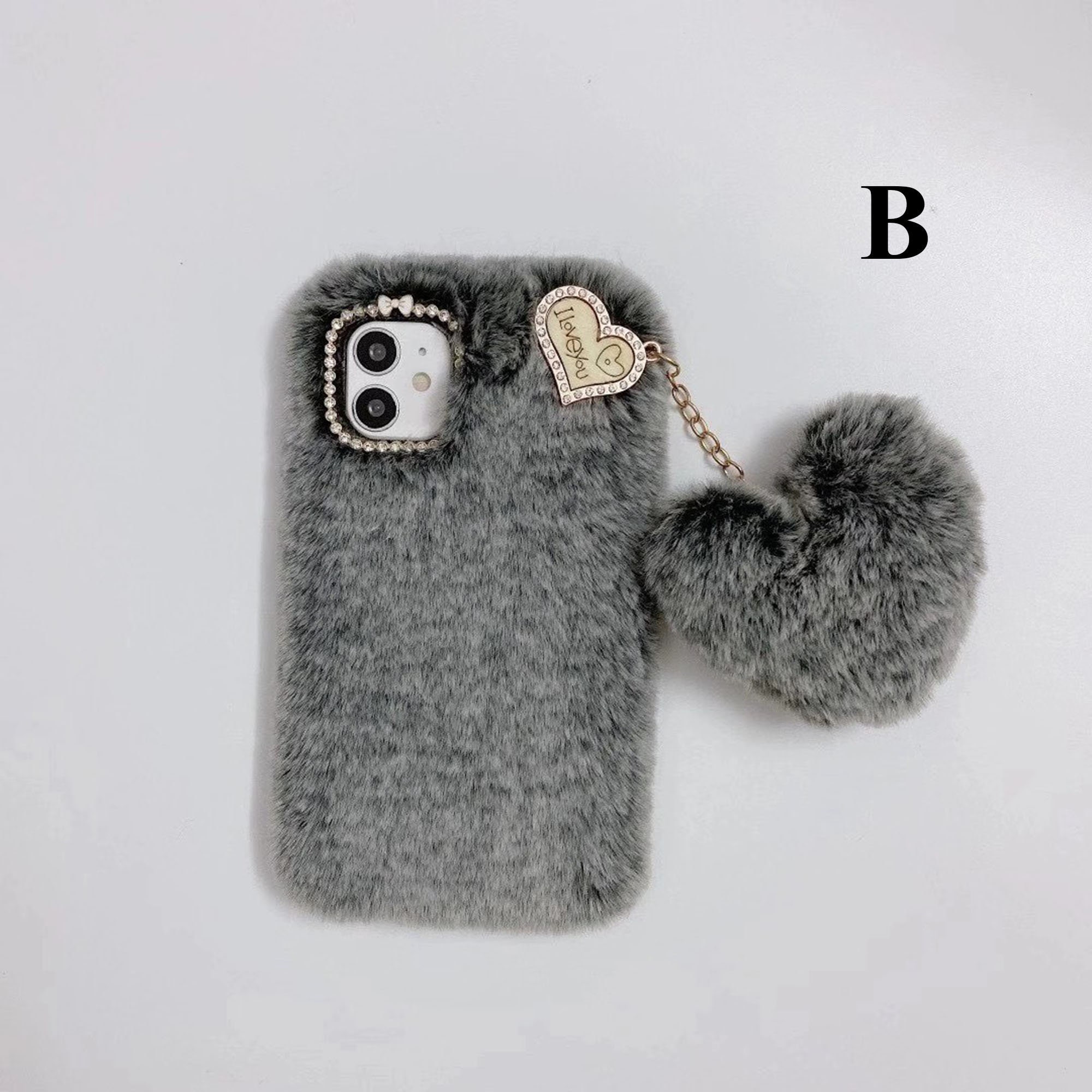 Fluffy Fur Phone Case Heart Charms Phone Case iPhone 7 Case Etsy