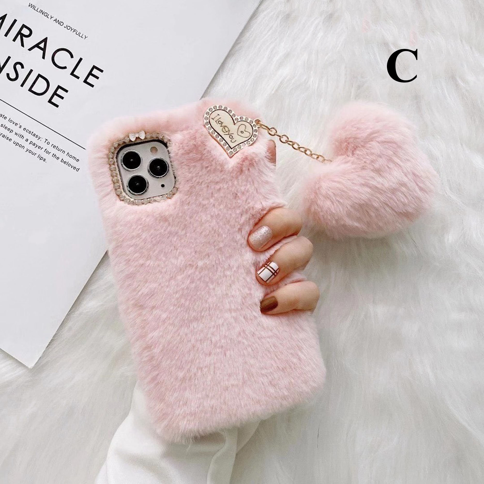 Fluffy Fur Phone Case Heart Charms Phone Case iPhone 7 Case Etsy