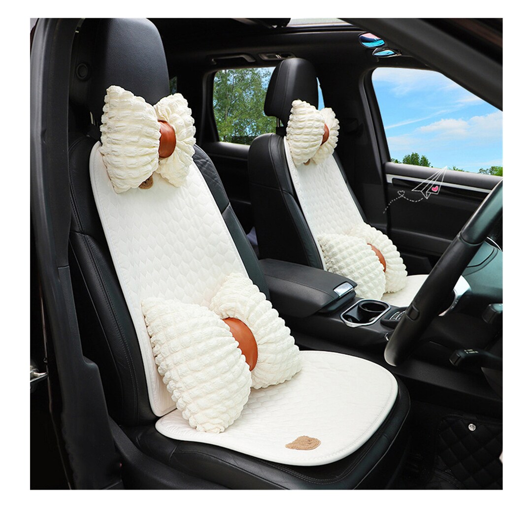 Bear Car Seat Cushion Plush Car Cushion Warm Seat Cover Bow - Etsy