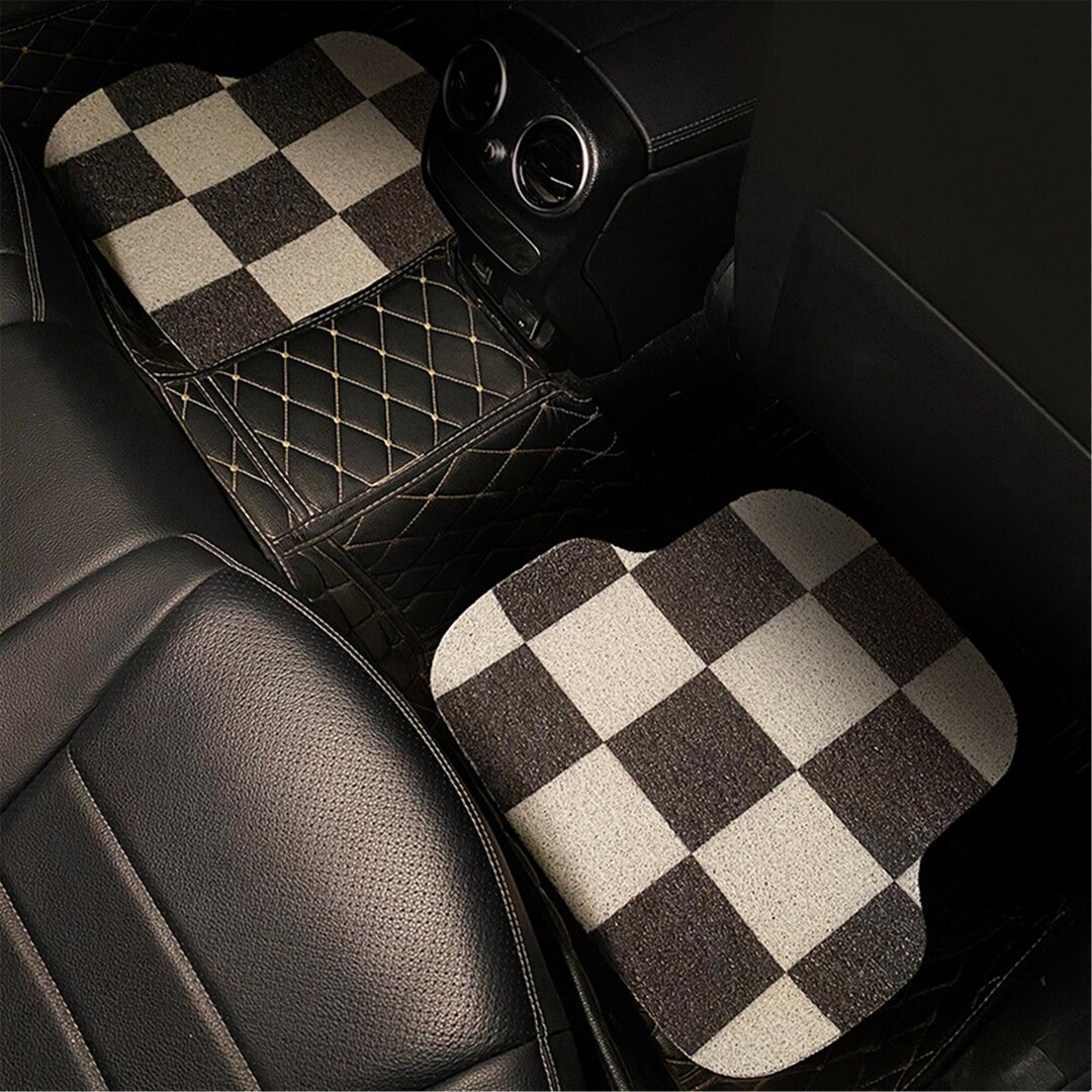 Checkerboard Car Floor Mats Black White Car Floor Mats Etsy
