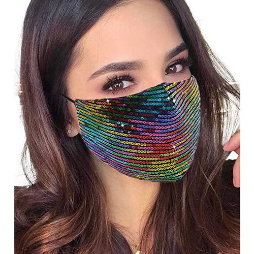 Triple Layer Unisex Sequin Face Mask - Etsy