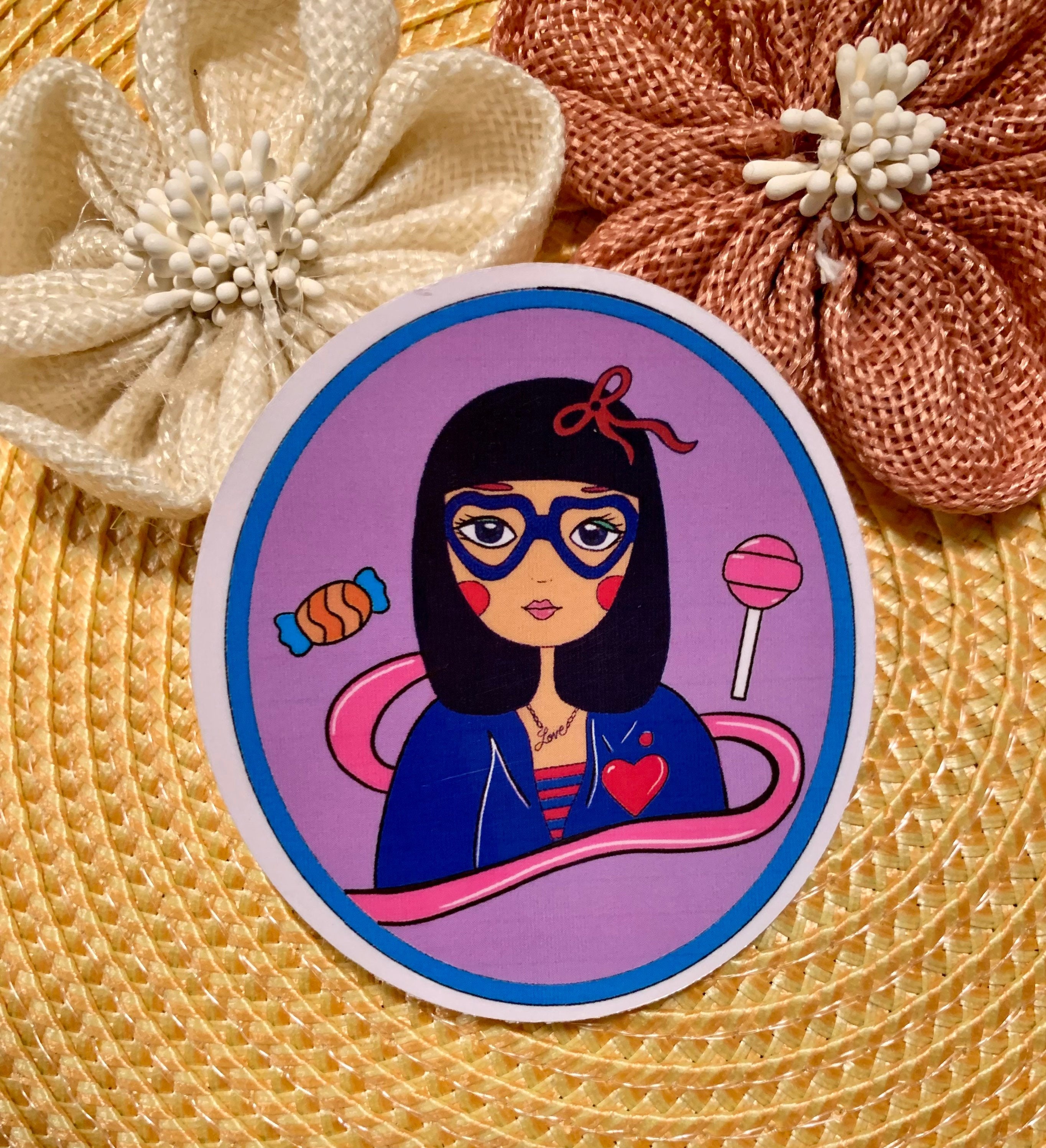 Cute Girl Vinyl Sticker Cute sticker Vinyl Sticker Etsy