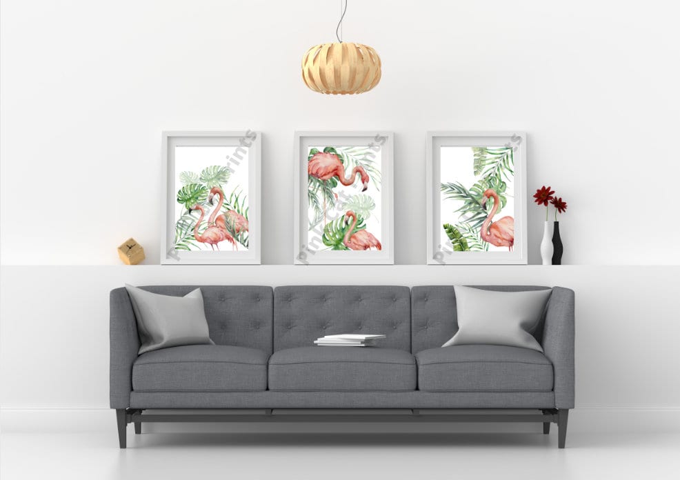 Pink Flamingo 2 arte de pared tropical decoración impresión | Etsy