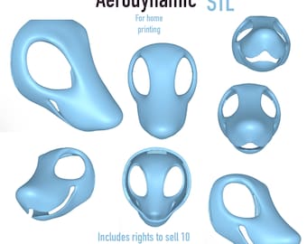 STL FILE ~ aerodynamic fursuit head base (for home print)