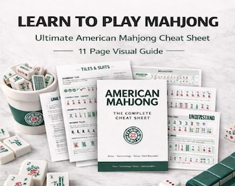 Hoja de trucos de Mahjong americano / Guía visual de las reglas de la NMJL 2025 (descarga digital)
