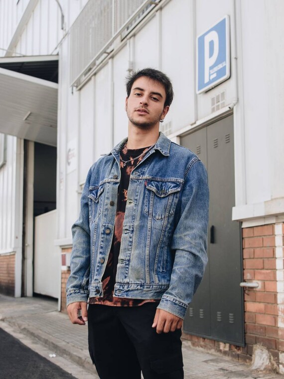 Original Denim Jacket Stone Washed, Button front L