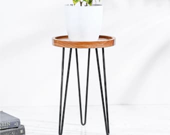 Wooden Plant stand, Tall Plant Stand, Indoor Unique modern plant stand, Indoor Planter Stand - Wooden Stool - 8 x 15 inch