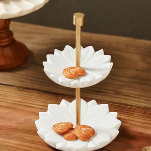 French Kitchen White Marble 2-Tier Server Cupcake Stand + Reviews