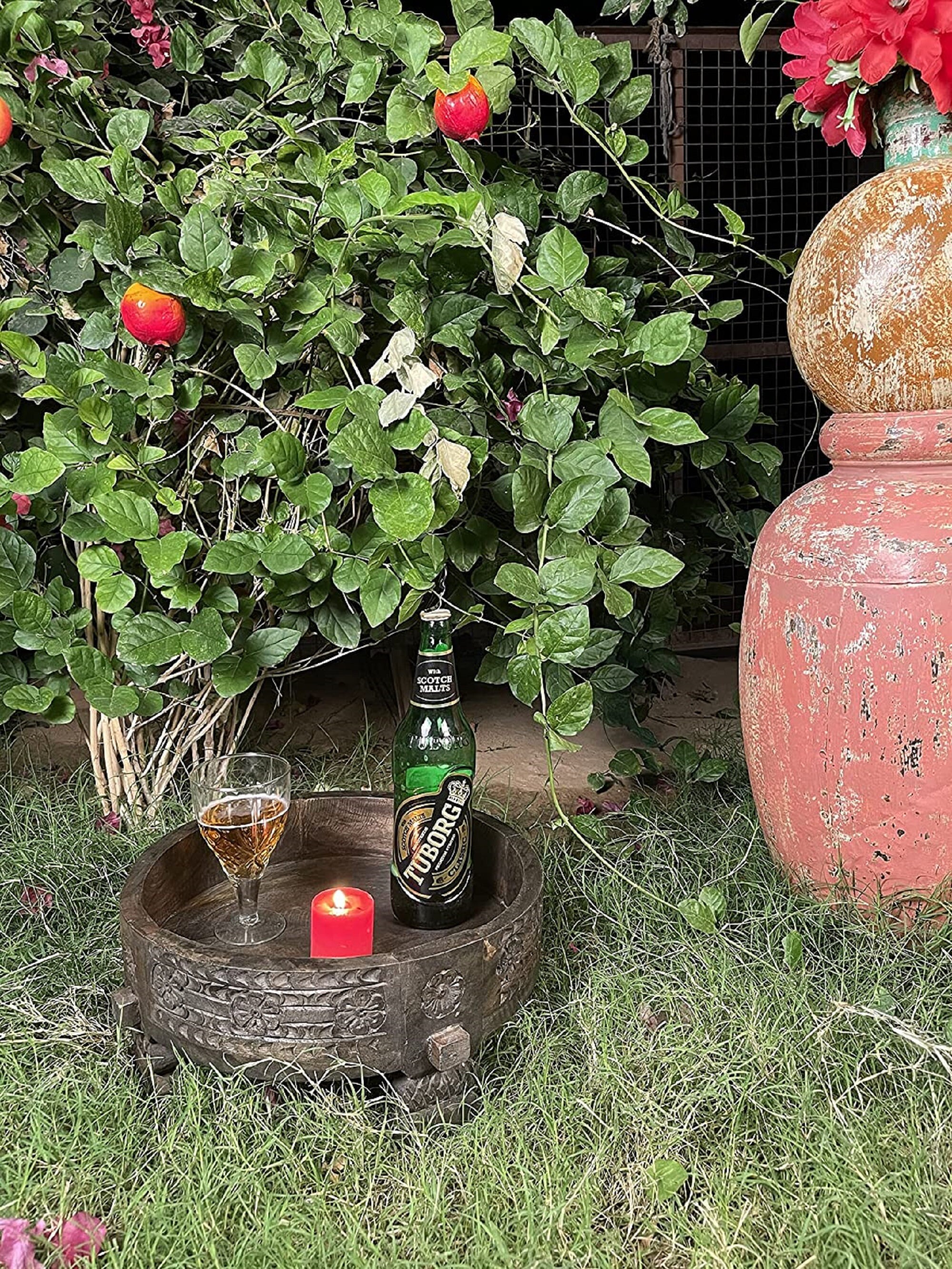 Handmade Round Coffee Table With Fruit Storage Wooden Carved Etsy