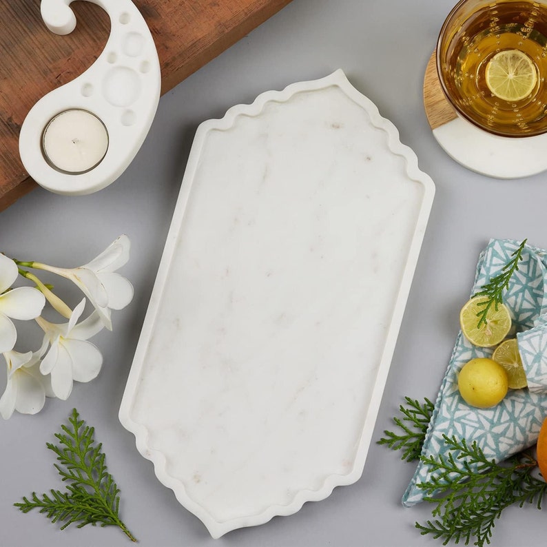 Marble Serving Tray / Marble Vanity Tray / Large Marble Tray / Etsy