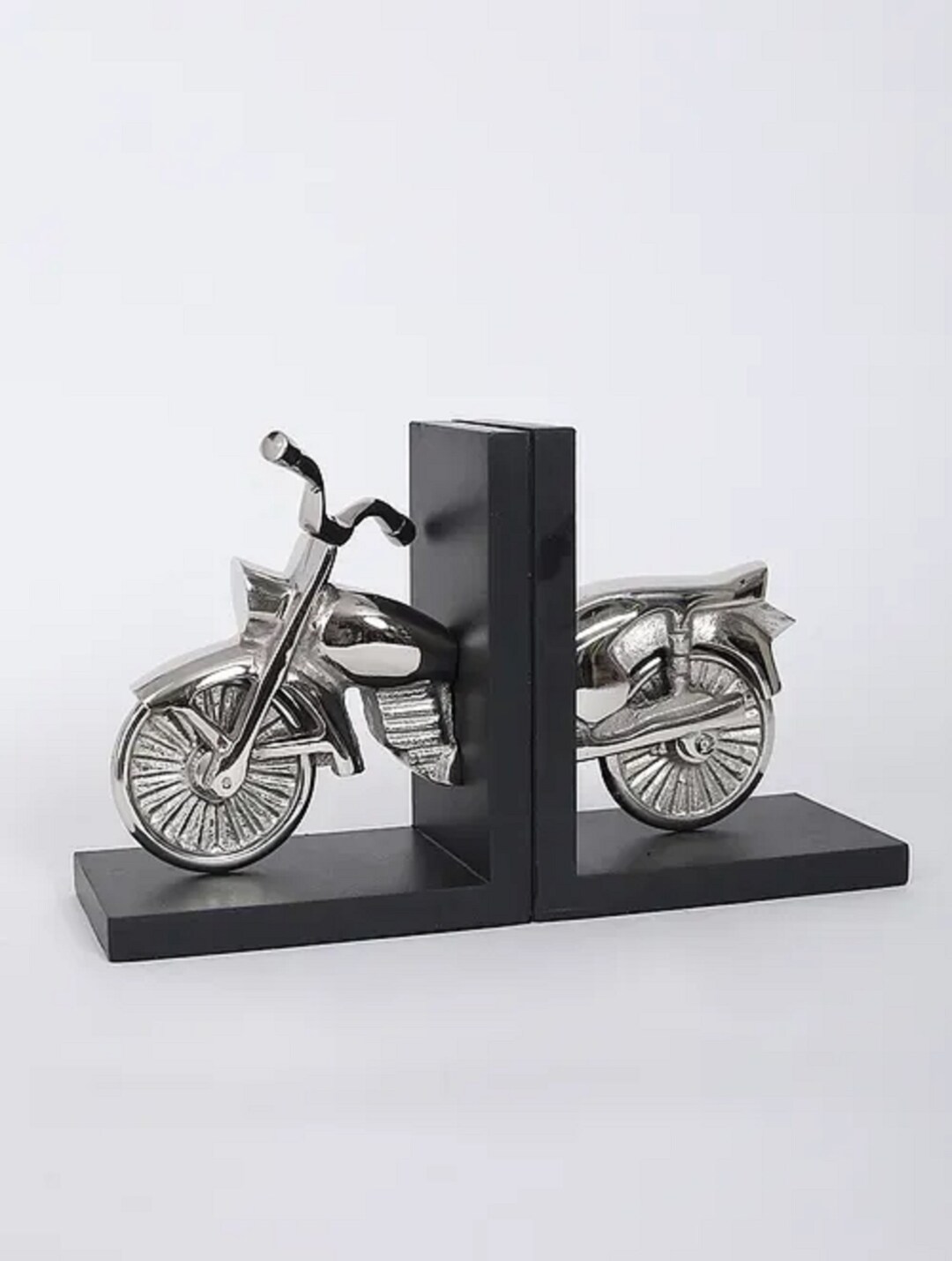 Silver Aluminum Metallic Split Bike Bookend Modern Etsy